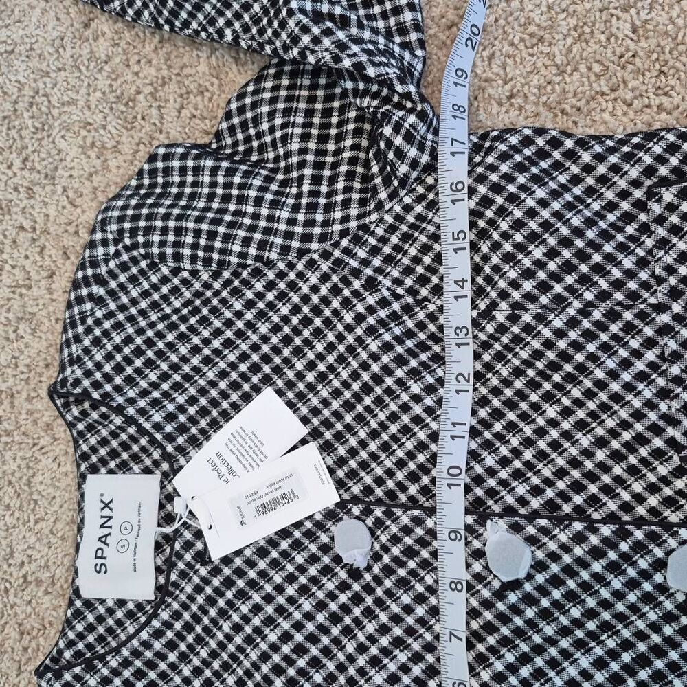 SPANX Women’s Ponte Jacket Jacquard Plaid Cropped Blazer Size S - Picture 6 of 12